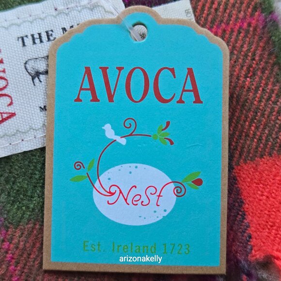 NWT Merino Wool Plaid Scarf AVOCA Ireland Pink, Green & Purple - Picture 8 of 9